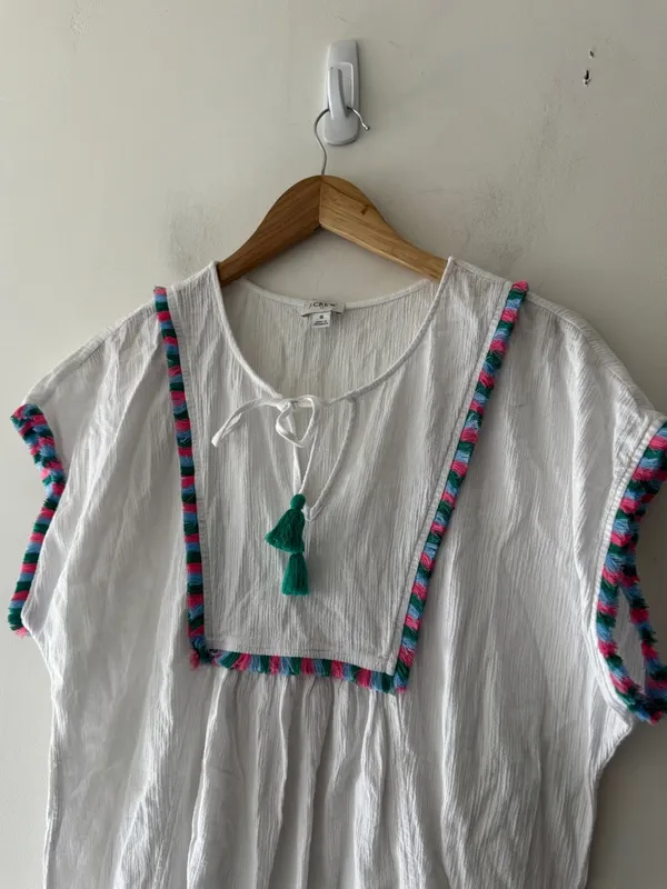 J. Crew Adorable White Fringe Beach Swim Cover Up‎ Tunic Top - Image 4