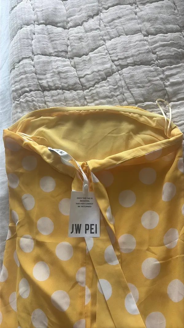 JW Pei Polka-Dot Strapless Maxi Dress - Yellow - Image 5