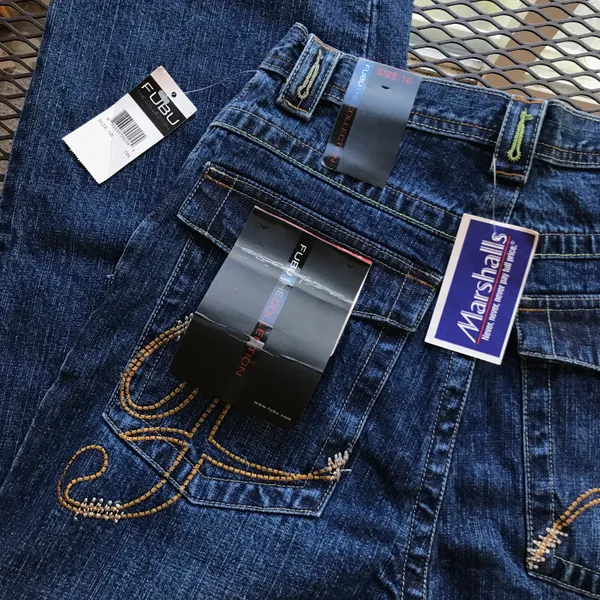 Amazing Y2k Nwt Blue Dark Wash Fubu Embroidered Denim Jeans - Image 4