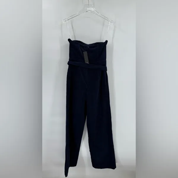 Lulu’s‎ Corduroy navy blue Strapless Jumpsuit size small NWT - Image 4