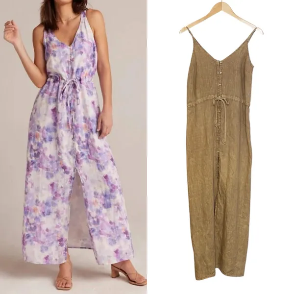 Bella Dahl 100% Linen Button Front Midi‎ Dress Tan size XS - Image 2