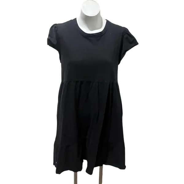 Time and Tru Dress Womens M Black Babydoll Swing Mini Empire Waist Short - Image 7