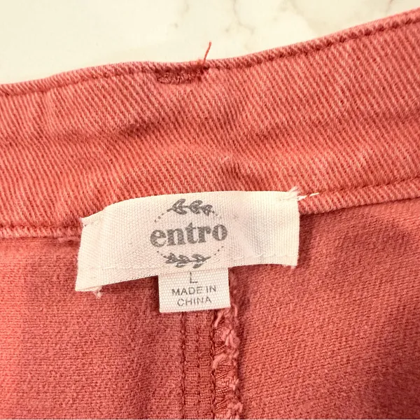 Entro High Rise Wide Leg Denim Jeans Womens Size Large Rust Red Bohemian Stretch - Image 5