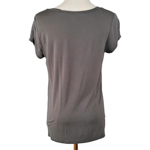FP Free People Bamboo V-Neck T-Shirt Gray Buttery Soft SMALL - Image 2