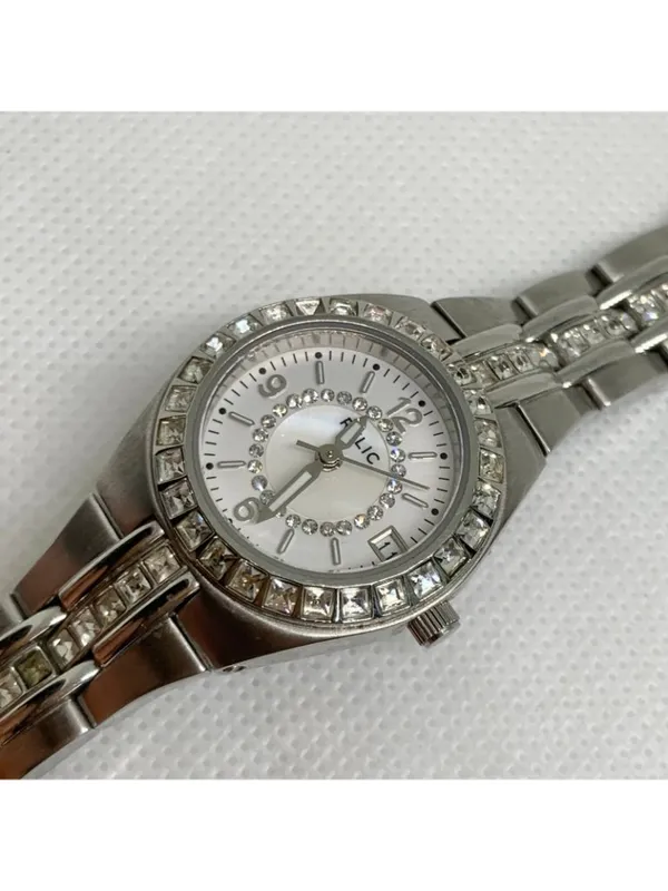 SilverTone tone Relic date watch 26mm all stainless steel 50MWR 5.5” running - Image 2