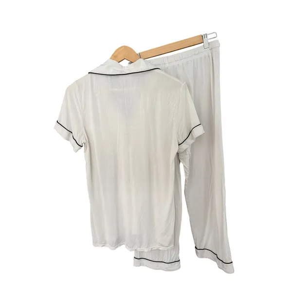 Joyarza White Pajama Set Medium Soft Viscose Button Front Short Sleeve Sleepwear - Image 7