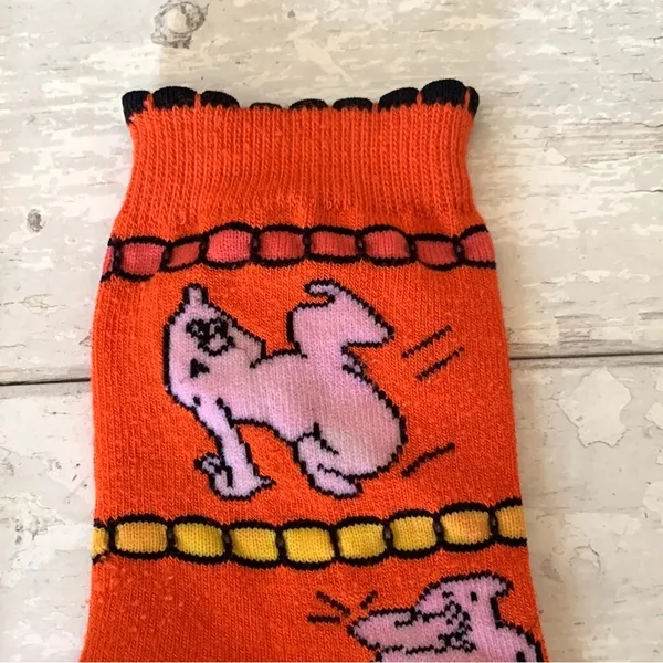 Women’s OS Halloween Crew Socks Orange Silly Ghosts Print Funny Sock Club - Image 2