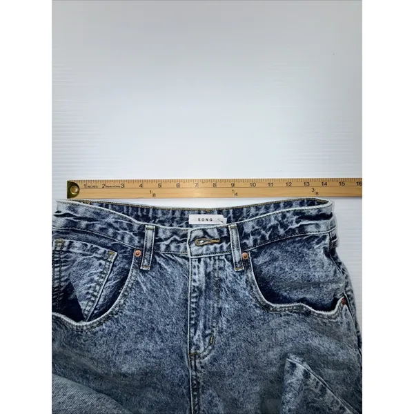 Vintage S.O.N.G. Denim Shorts women 1/25 Wide Leg Skater Grunge Denim 90s‎ - Image 4
