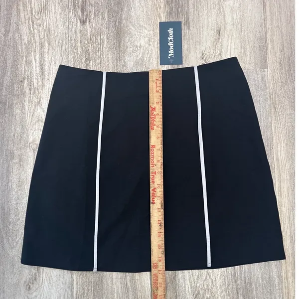 ModCloth Womens Black White Piping Mini‎ Skirt Size 10 Retro A-Line Stretch NEW - Image 6