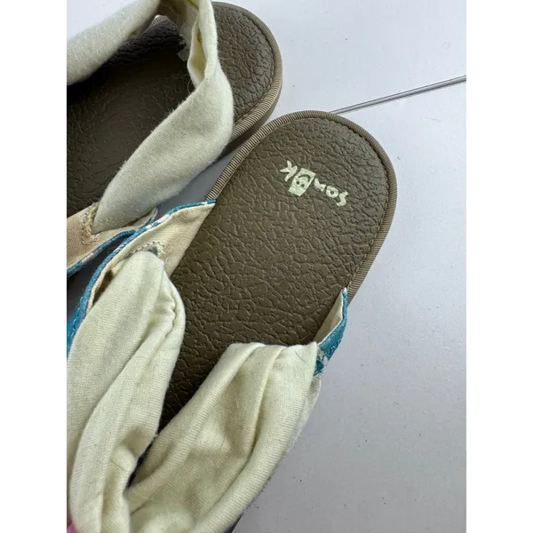 Sanuk Yoga Sling Sidewalk Surfers Womens 7 Blue White Geometric Boho Comfort‎ - Image 4