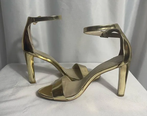 Calvin Klein Shiny Gold Women's Size 9.5 Ankle Strap Sandals 4” Heel - Image 6