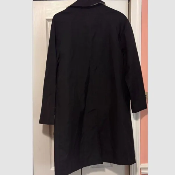 Larry Levine SPORT Trench Coat Rain Jacket Womens Small Black Lined Button Close - Image 5