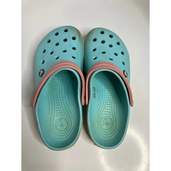 Crocs Crocband Clogs Women Size 8 Blue Pink Fair Sporty Slip On Sandals - Image 5