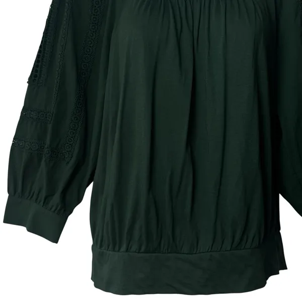 NEW‎ Anthropologie Chela Green Lace Puff Sleeve Babydoll Blouse Feminine L - Image 4