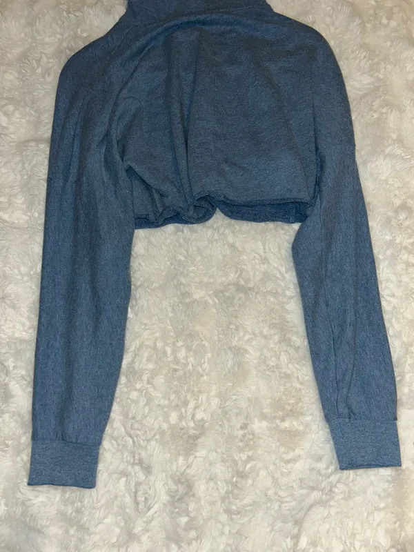Forever 21 Cropped Hoodie Blue Sweatshirt - Image 6