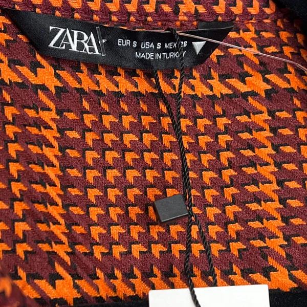 ZARA Plaid Crop Tops Orange Size Small - Image 7