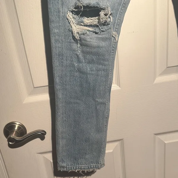 Agolde Light Blue Distressed High Rise Jeans - Image 2