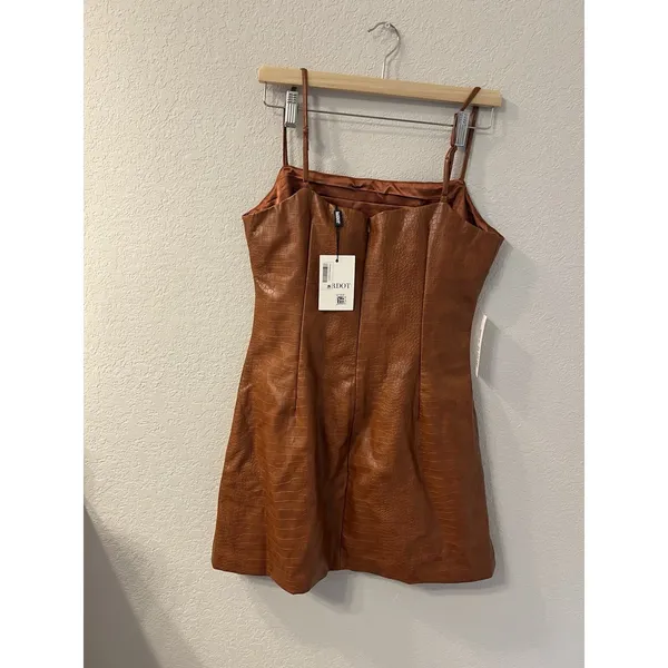 Bardot 'Croc' Brown Polyurethane Mini Dress‎ Size XL - NWT - Image 2