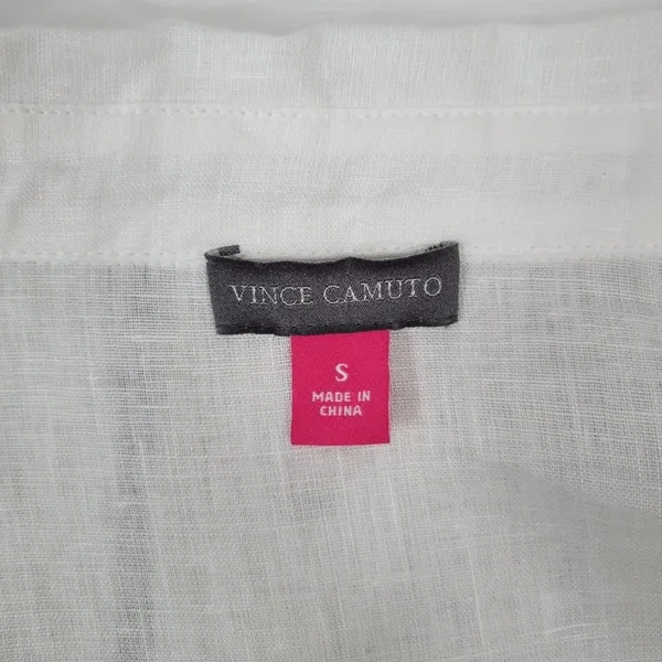 Vince Camuto White Linen Blend 3/4 Sleeve Button Down Top Womens‎ Size S - Image 7