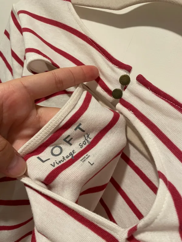 Loft White & Pink Striped Top - Image 4