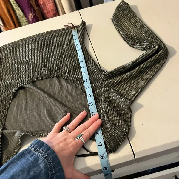 Lulus Olive Green Sparkle Low Back Long Sleeve Top Size XS NEW With Tags - Image 8