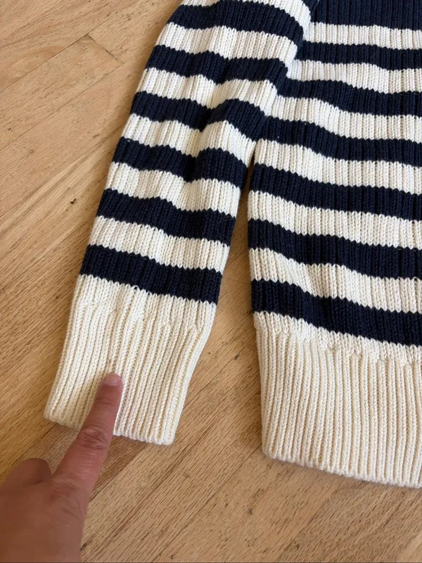 Emerson Fry CAROLYN FUNNEL NECK SWEATER - NAVY COLORBLOCK STRIPE ORGANIC sz S - Image 4