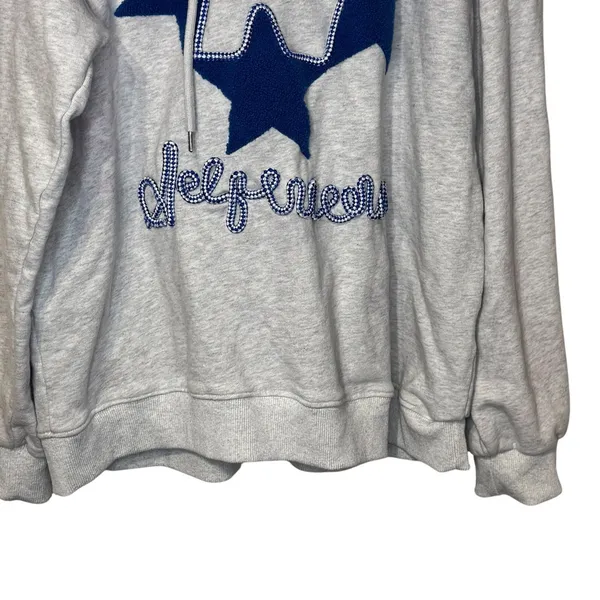 Aelfric Eden Womens Hoddie Blue Star "N" Patch Streetwear Pullover Graphic Medium - Image 4