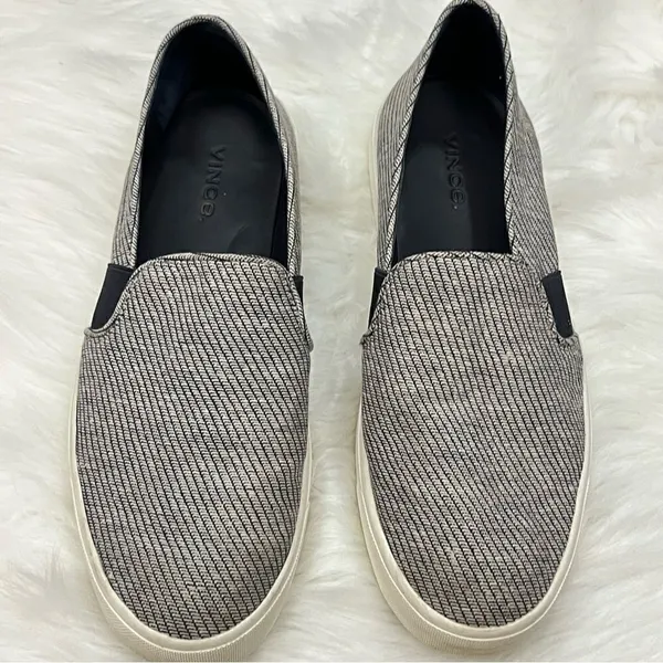 Vince Blair Gray Woven Canvas Slip On Sneaker 7 - Image 2