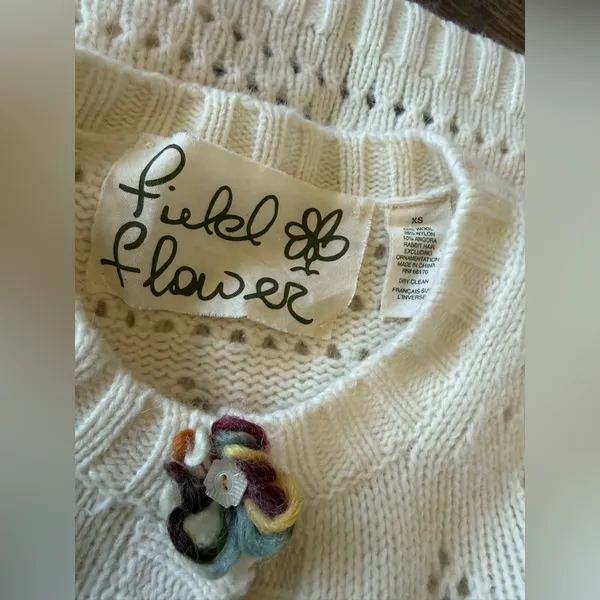 Anthropologie Field Flower Cottagecore‎ Cardigan Wool Blend Coquette Size XS - Image 6