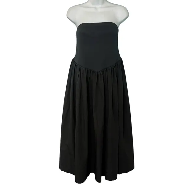 Anthropologie Black Strapless Basque Waist A-Line Midi Dress size 1X NEW Tags - Image 2