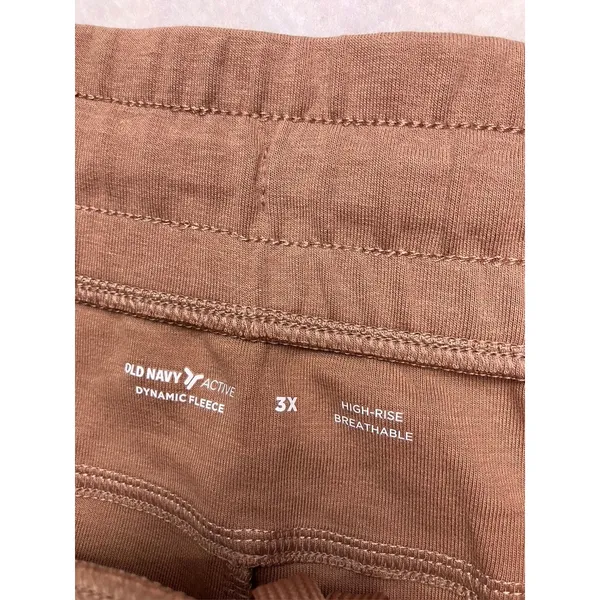 Old‎ Navy Dynamic Fleece Pants Womens 3X Brown High Rise Zip Pockets Athletic - Image 3