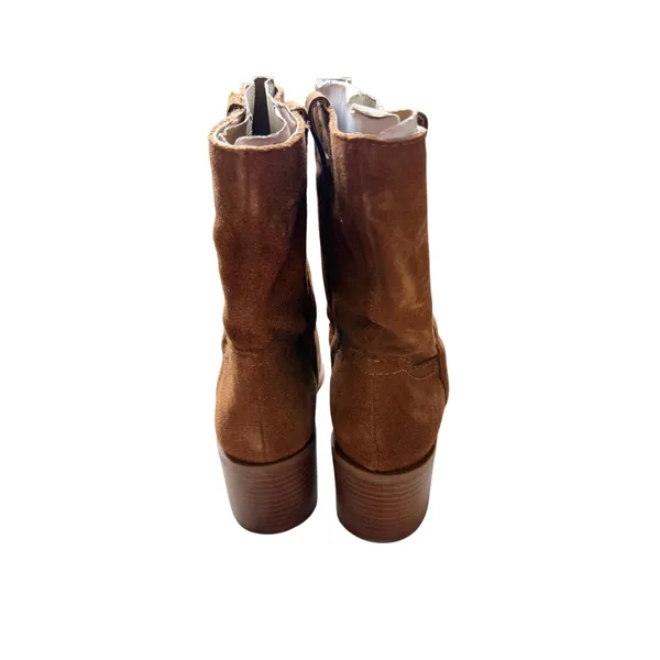 Steve Madden Romney Cognac Suede Western Square Toe Block Heel Boots Size 7.5‎ - Image 4