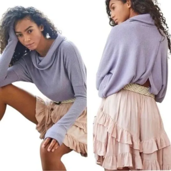 Free People Long Sleeve Ribbed Sweater Top Purple XS - Image 10