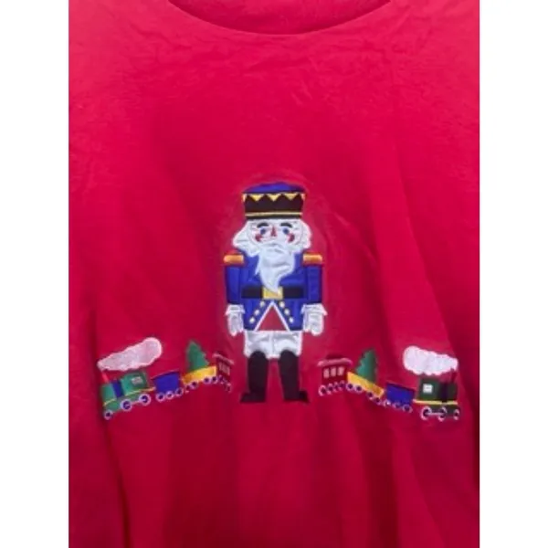 Westbound Red Nutcracker Train Mock Neck‎ Long Sleeve Cotton Shirt Size S - Image 7