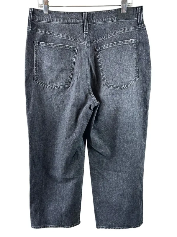 Madewell Perfect Vintage Wide-Leg Crop Jeans Size 31 Washed Black High Rise - Image 3