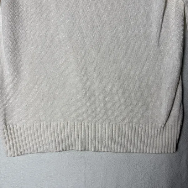 Pendleton Mock Neck Short Sleeve Sweater White Cotton Blend Women’s Size M - Image 3