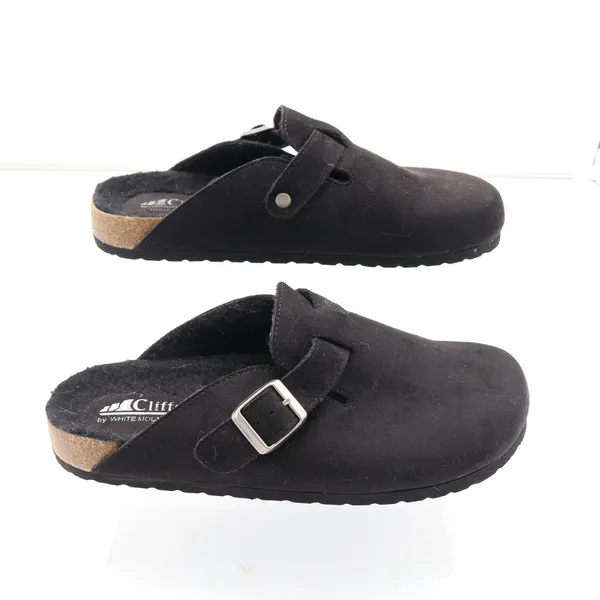 Cliffs by White Mountain Black Faux Suede Faux Fur Lined Buckle Clogs Women 8.5 - Image 2