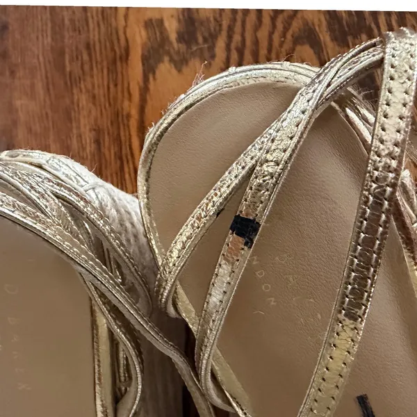 Ted Baker London Metallic Gold Silver Espadrille Wedge Sandals Strappy Heel - Image 5