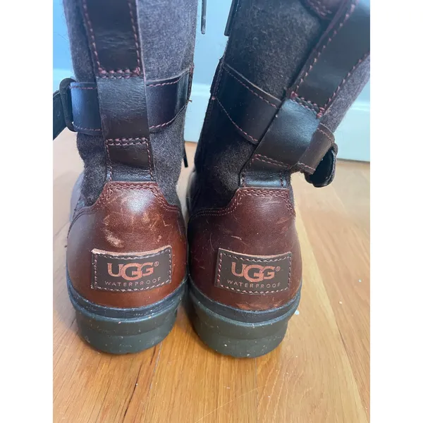 UGG Kesey Waterproof Leather Wool Combat Boot Winter Shearling 8.5 Brown 1005264 - Image 8