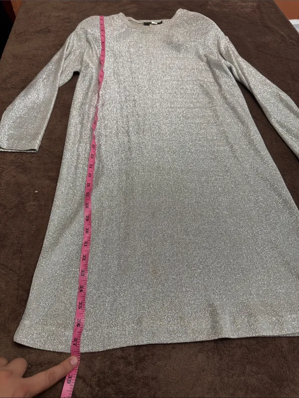 Vintage 80s 90s Alexis Fashions Silver Metallic Lurex Knit Dress Made in USA - Image 7