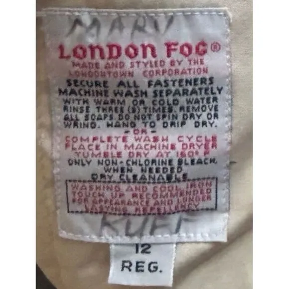 London Fog Trench Coat Women 12 Reg Tan Excellent Khaki Minimalist‎ - Image 2