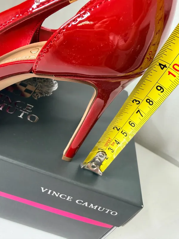 Vince Camuto Red Patent Pointed Toe Strappy Stiletto Heels Y2K Glam Edgy Chic 8M - Image 6