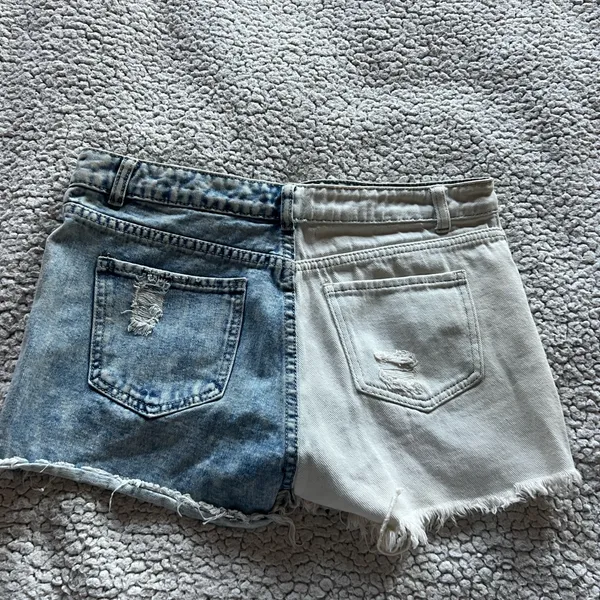 Amazon Two-Tone Distressed Denim Shorts - Image 3
