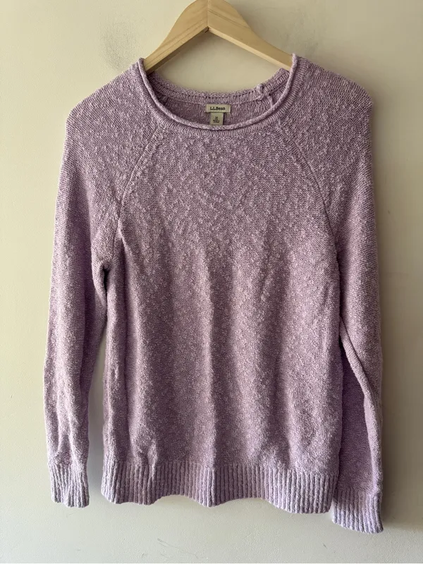 L.L. Bean Lilac Purple Cotton Sweater Size M - Image 2