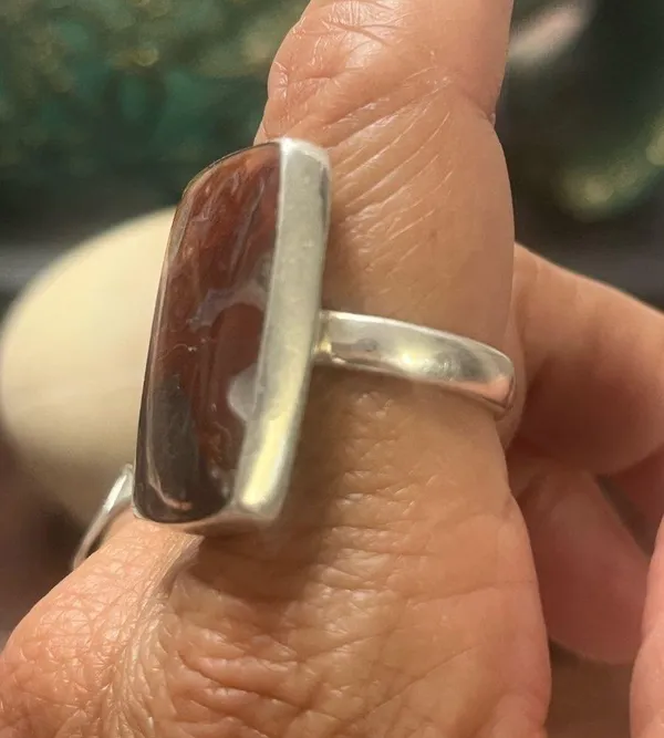 Sterling Silver on sardonyx AGATE ring sz 7 - Image 3