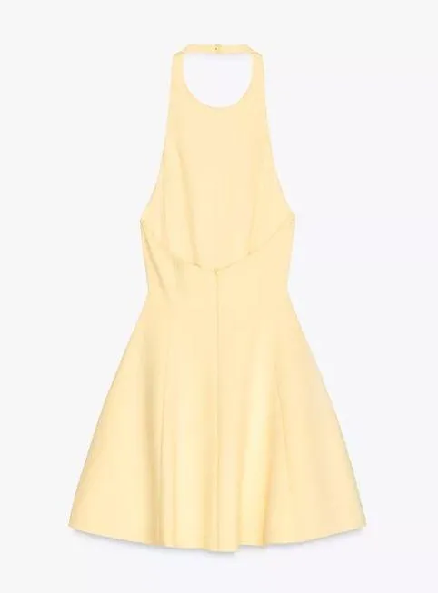 Zara mini halter godet butter yellow evening party wedding dress - Image 8