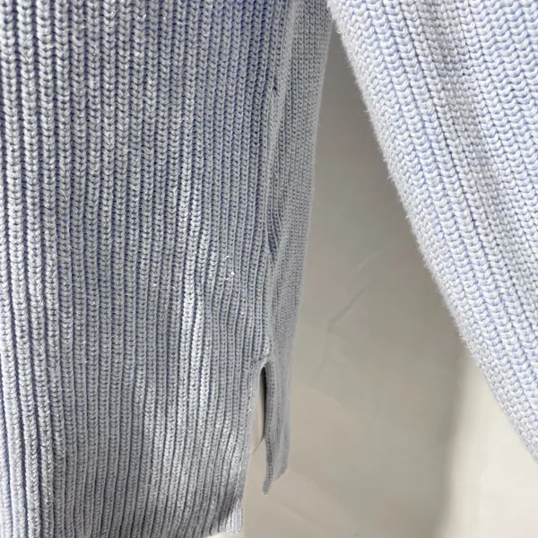 J Crew Cotton V-Neck Vented Hem Tunic Sweater AV009 Light Blue Size Medium - Image 7