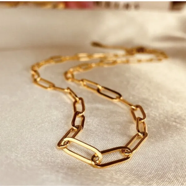 Stainless Steel Paper Clip Necklace Charm Pendant Holder Silver Plated Unisex - Image 3