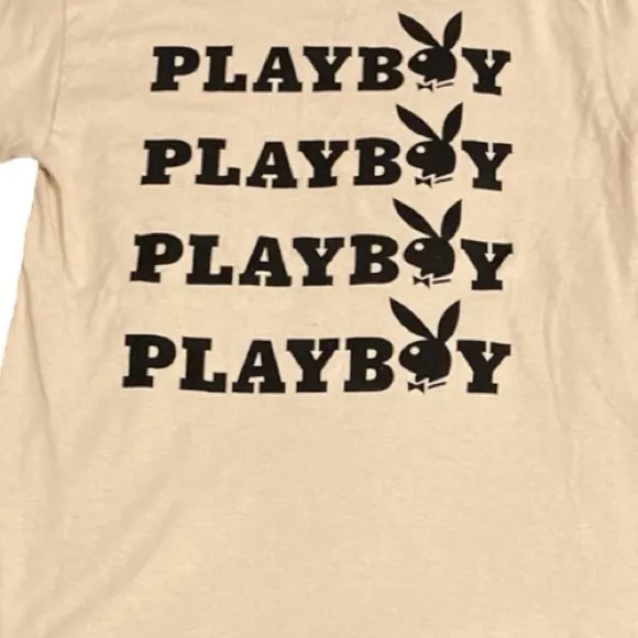 Playboy unisex Beige T-Shirt with Black Logo - Image 4