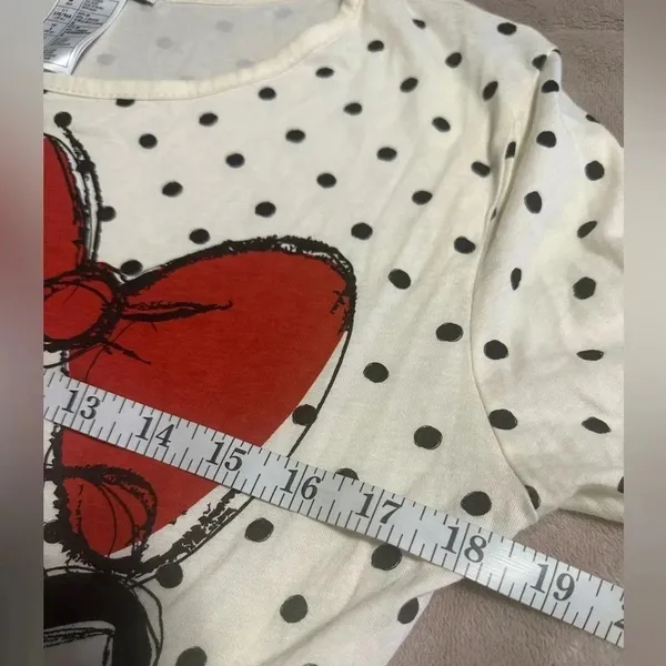 Disney Parks Minnie Mouse Top Size Medium Polka Dots 3/4 Sleeves - Image 3